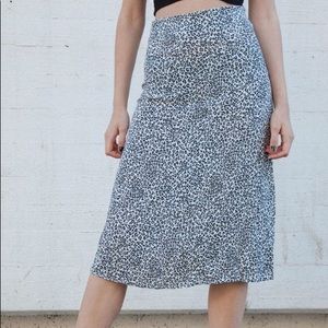 blue and white leopard / cheetah Phoebe midi skirt